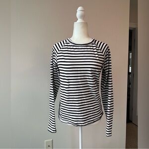 Nili Lotan Black and White Striped Long Sleeve Top